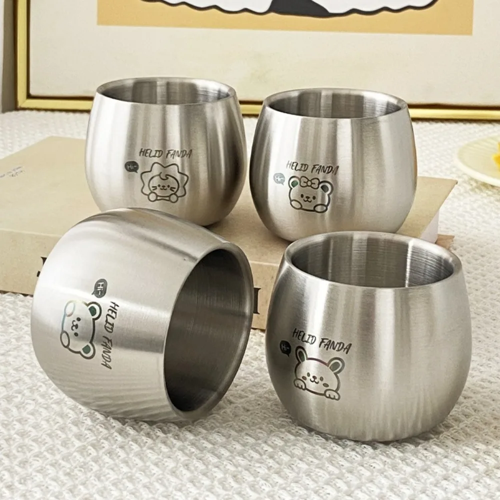 

304 Stainless Steel Children Drinking Cup 120ML Thickened Coffee Cup Anti Scalding Cute Pattern Kids Water Cup