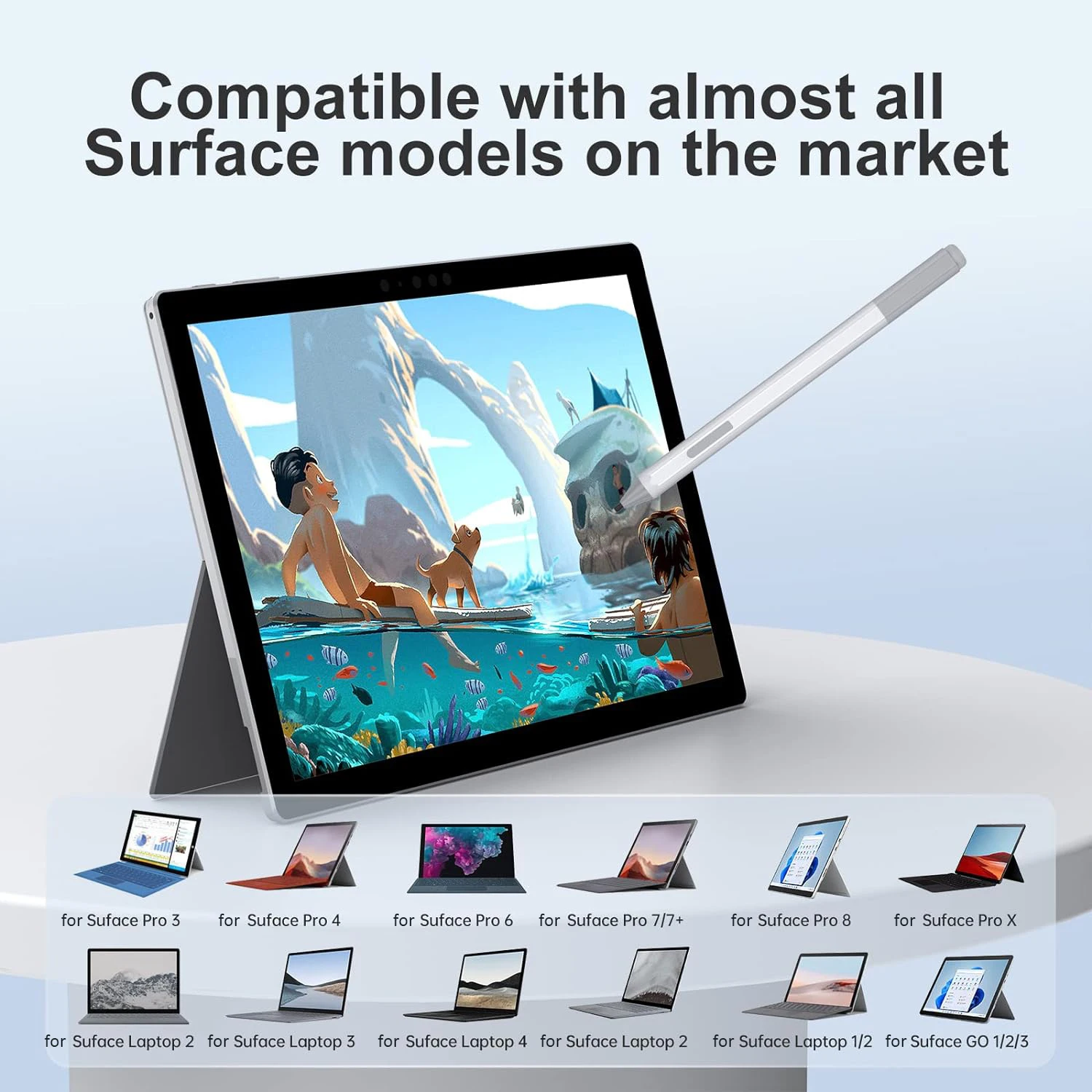 Lápiz óptico para Surface Pro 8/X/7/6/5/4/3/Surface 3/go 2/go 3/Book/Laptop/Studio bolígrafo de tableta con sensación de Motor háptico