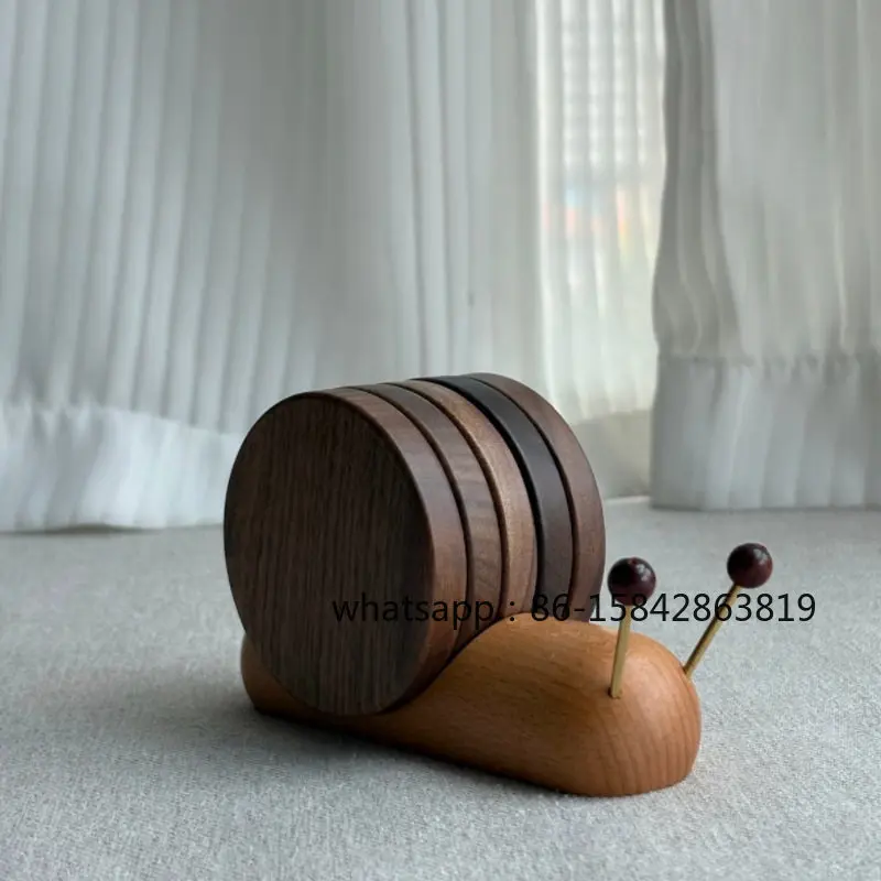 Table Top, Snail Wooden Coaster, Thermal Insulation Mat, Decorative Ornament