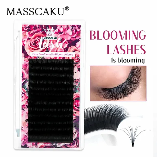 MASSCAKU Easy Fans pestañas florecientes Autofloracion extensiones de pestañas individuales florecientes embalaje personalizado maquillaje de pestañas Cilios