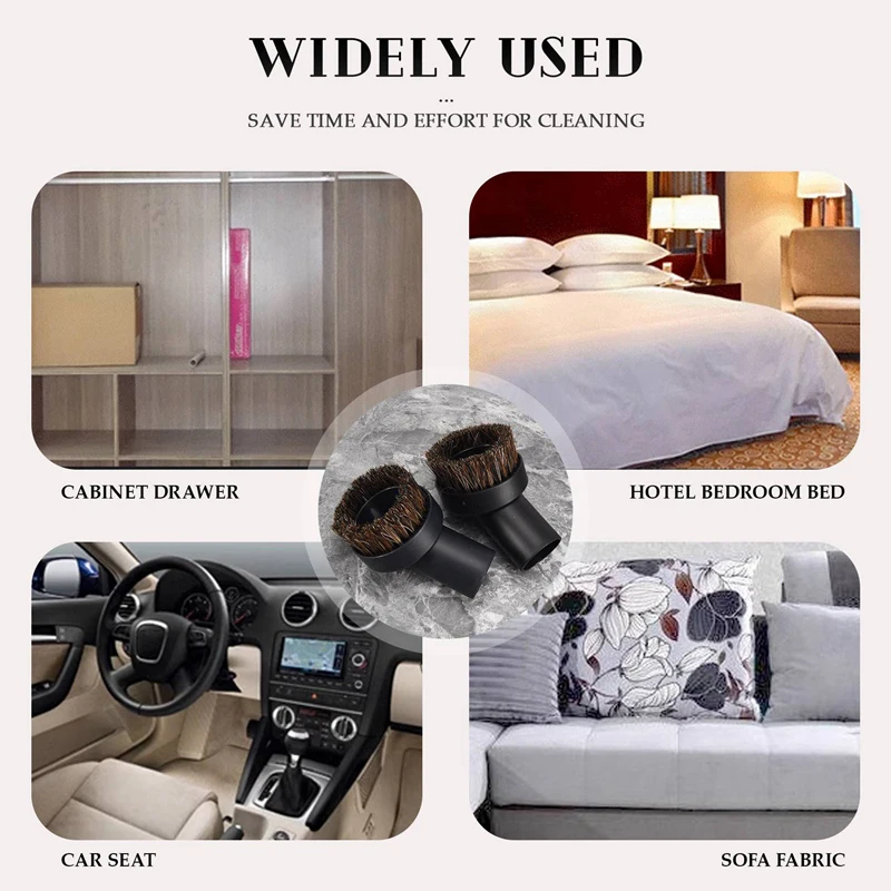 4 Pcs Horsehair Bristle Vacuum Cleaner Round Dusting Brush Replacement, Corner/Track Cleaning Tools,Inner Dia 32Mm