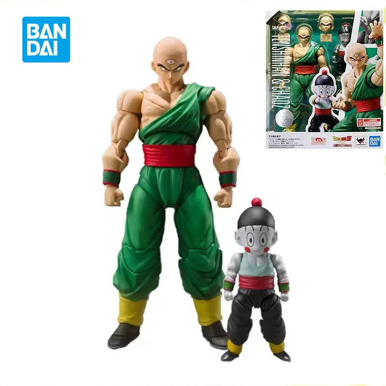 In Stock Bandai Original SHF  Dragon Ball Z Ten Shinhan 1.0 Tenshinhan Chaoz 2.0 Anime Action Figure PVC Model Toy Hoilday Gifts