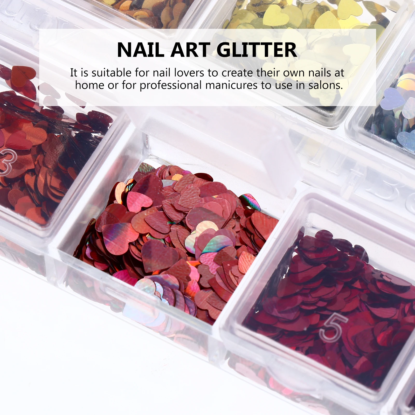 

Heart Shaped Nail Art Sequins Glitter Manicure Supplies Stylish Decals