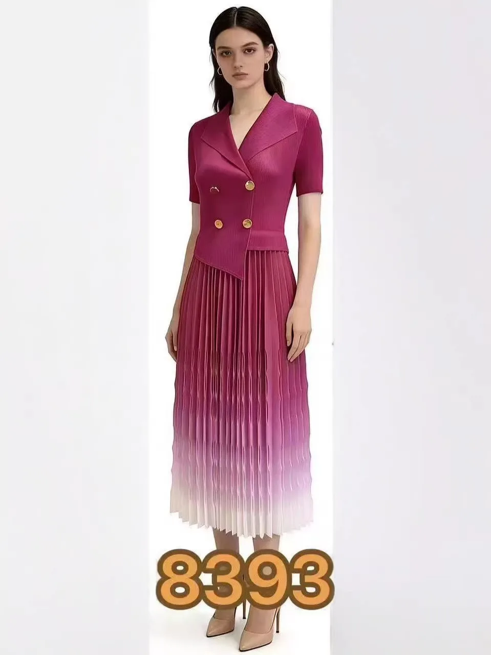 

Плиссированное платье Miyake с воротником-стойкой и поясом на талии для стройнящего эффекта, плиссированная юбка, простое и свободное, женская модель 2026 года, новинка