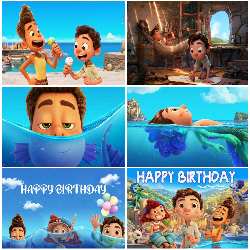 

Cartoon Luca Theme Birthday Party Decorations Anime Backdrop Kid Alberto Sea Monster Photography Background Baby Shower Supplies