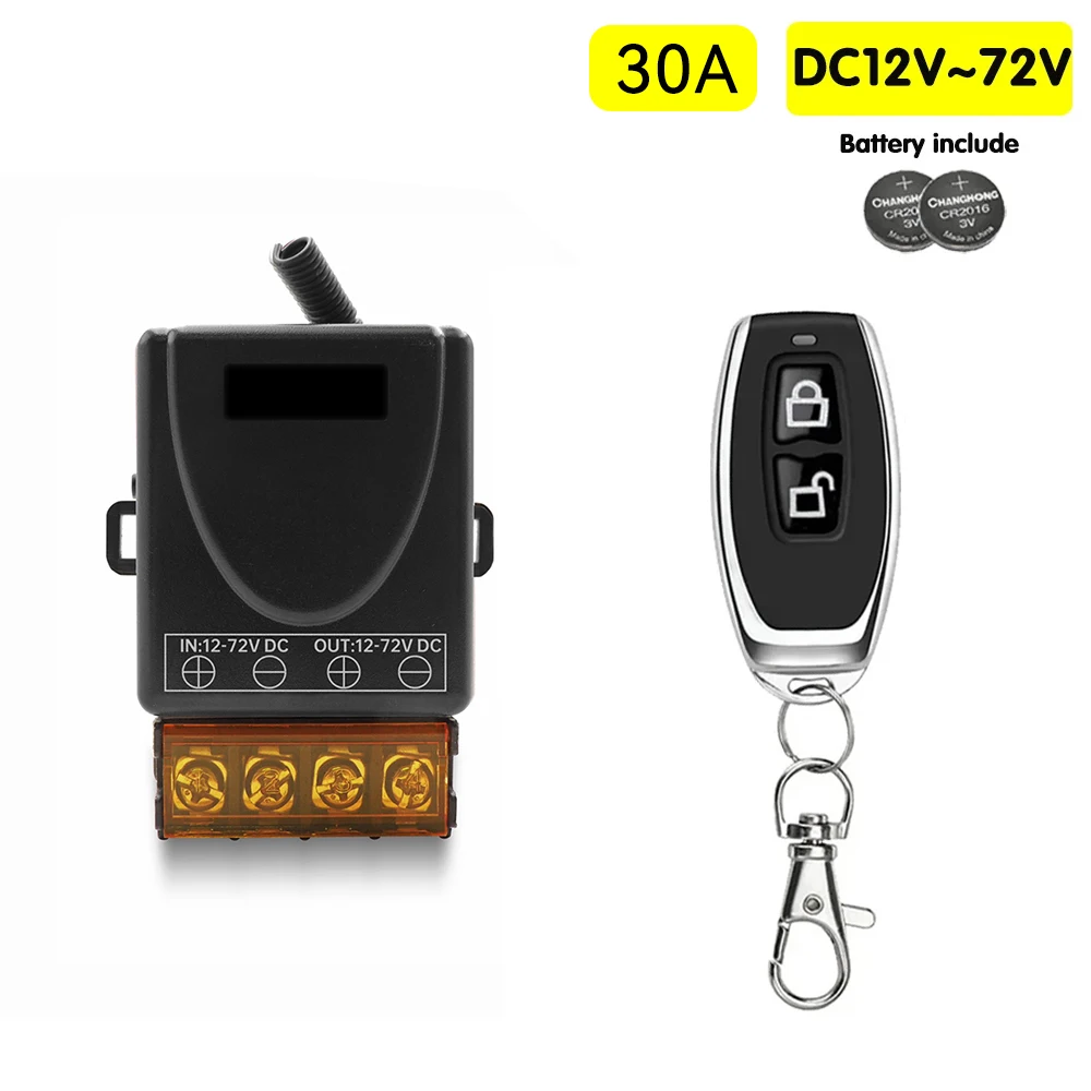 433 Mhz DC 12 V 24 V 36 V 48 V 30A Relais Drahtlose Fernbedienung Schalter RF ON OFF Sender für Warmwasserbereiter Pumpen Lichter Lampen