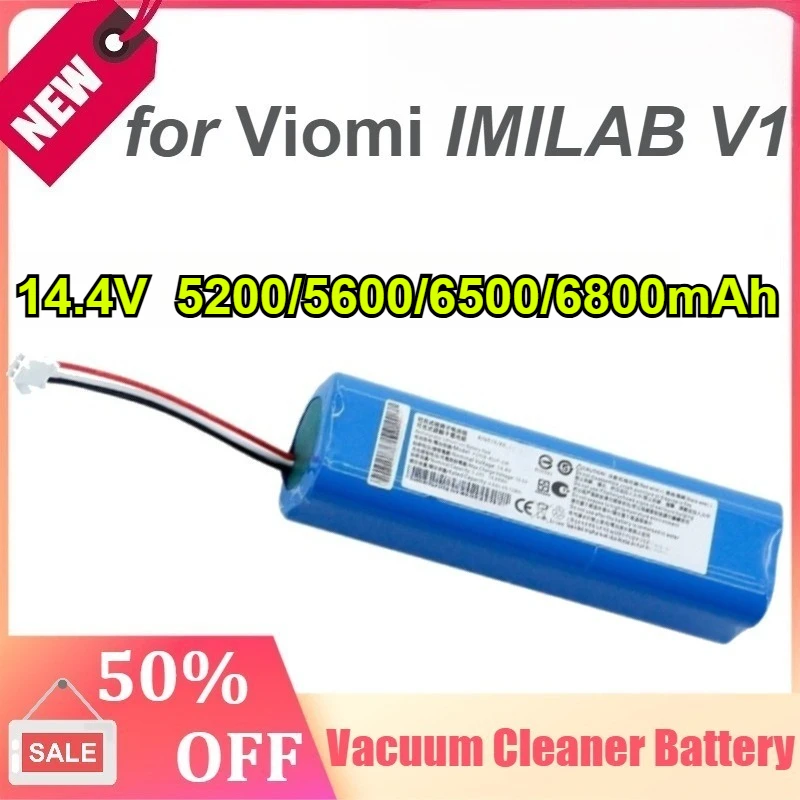 

For Viomi 14.4V 5200/5600/6500/6800mAh for IMILAB V1 Robot Vacuum Cleaner Replacement Battery