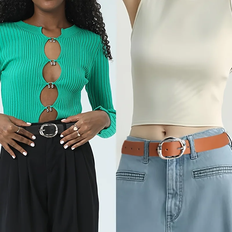 Neuer Luxus-Damengürtel, modisch, lässig, klassisch, silbrige Schnallengürtel in Übergröße – Paar mit Jeans, Hosen, Kleid, für ideale Geschenke – Detail 3