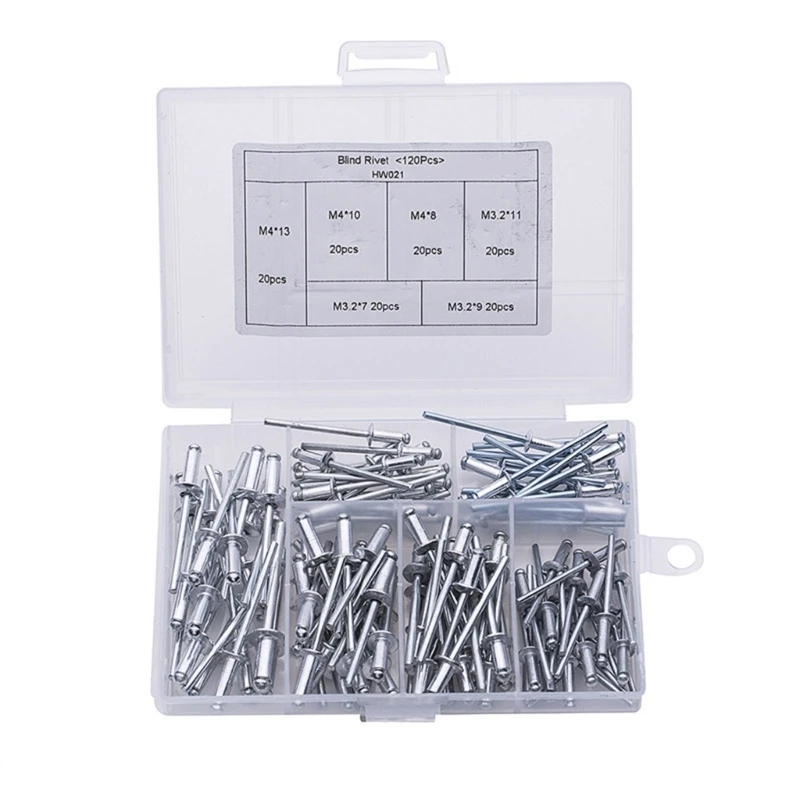 120pcs Aluminum Rivets Mechanical Manufacturing Rivets Metal Sheet Rivets for Automotive Repairs & Furniture Assembly