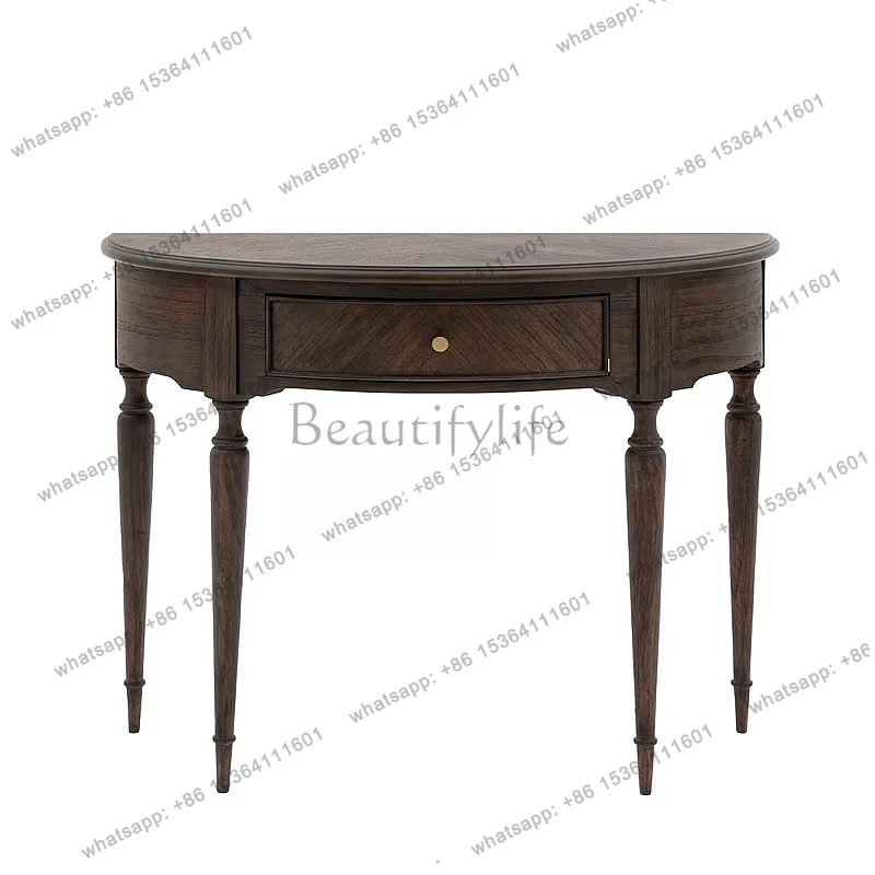 Retro living room decoration arc facing the door small apartment medieval style living room partition cabinet