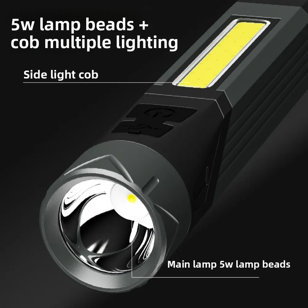متعددة الوظائف 90 درجة للتدوير مصباح يدوي ضوء العمل TypeC قابلة للشحن COB الجانب ضوء مع المغناطيس المحمولة المحمولة الشعلة #2