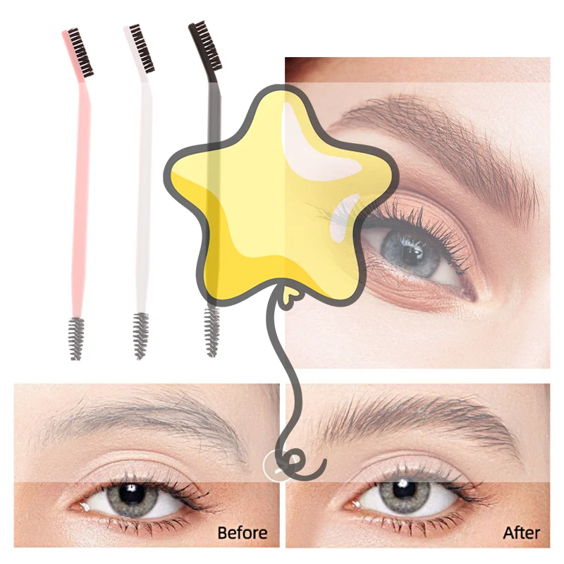 برأسين الحاجب فرشاة رمش مشط الحاجب رمش المشكل العين الحاجب فرشاة لتهيأ الحواجب قابلة لإعادة الاستخدام ماكياج أداة