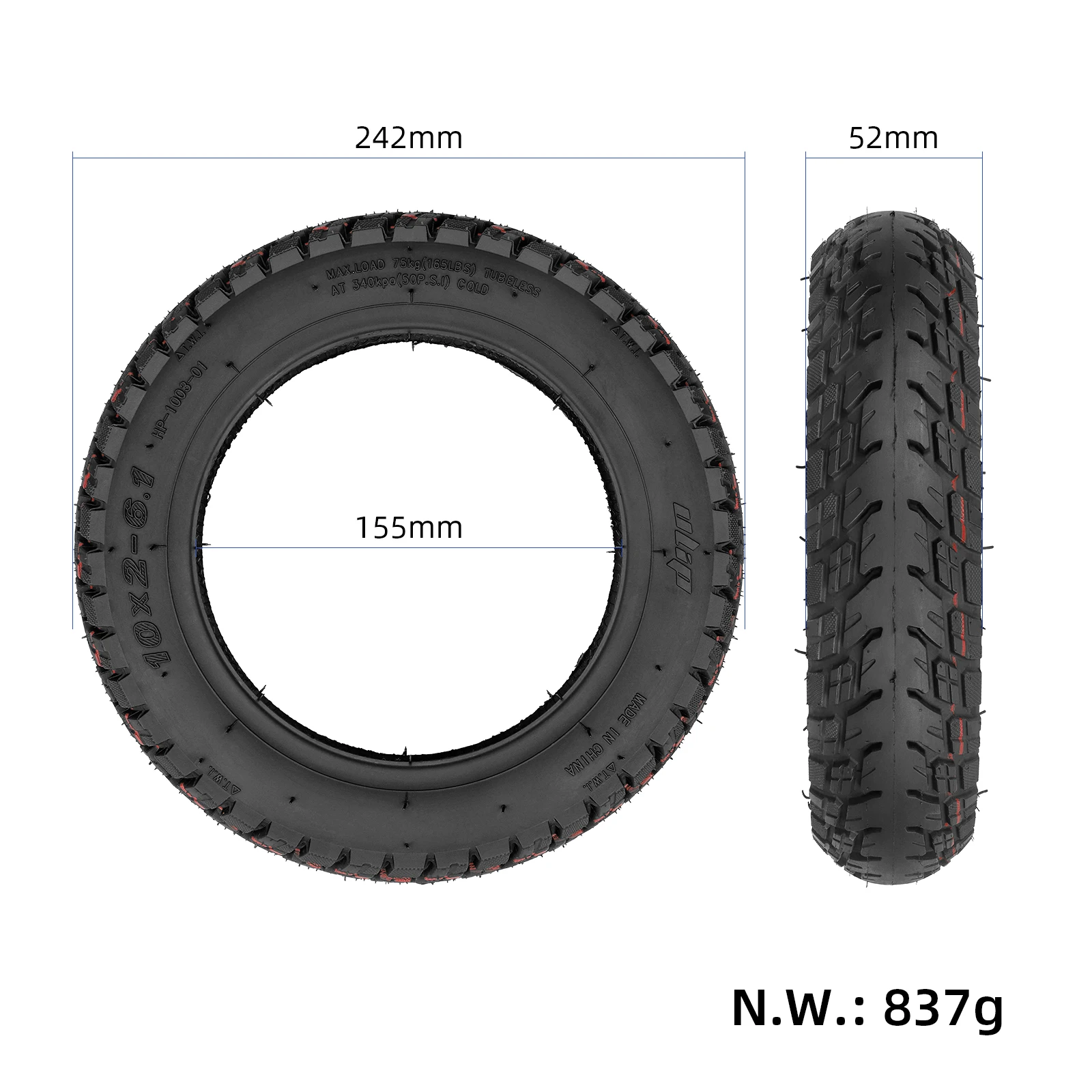 Ulip 10Inch 10x2-6.1 Off-Road Self-Healing Tire Wider And Thicker Explosion-Proof Tyre For Xiaomi M365 Pro 1S Scooter Tire Parts