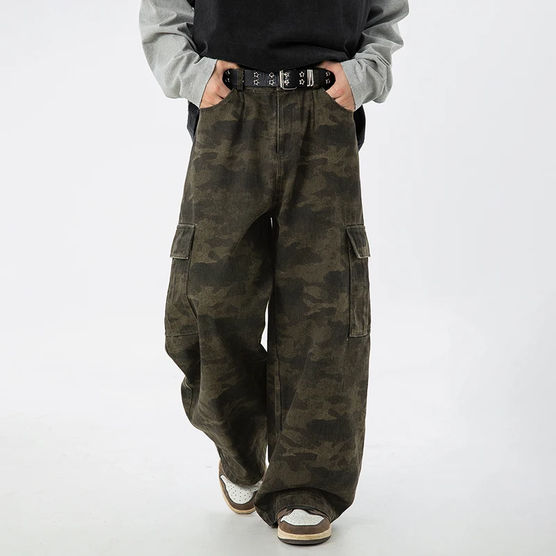

TFETTERS Fashion Autumn Men Baggy Pant Loose Straight Casual Fitness Pants Man Elastic Waist Bright Line Design Men Clothing