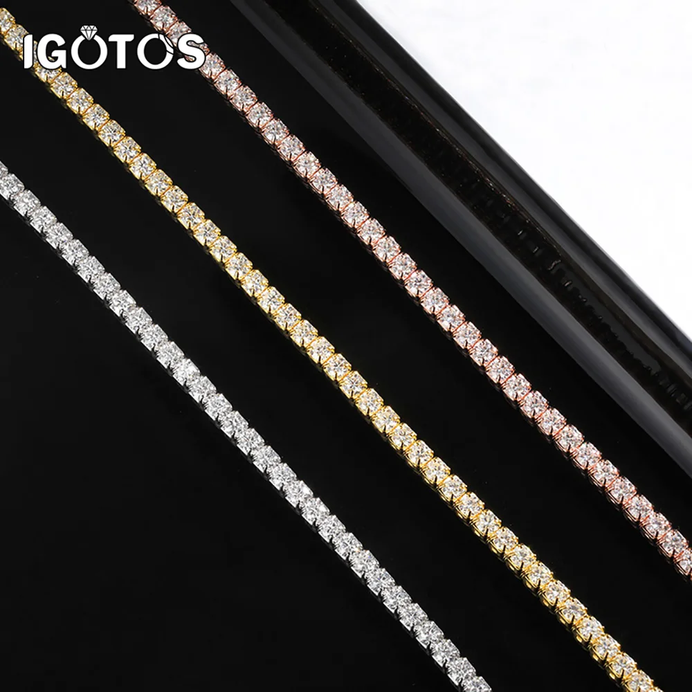 

IGOTOS 2mm Moissanite Tennis Necklace for Women 925 Sterling Silver Adjustable Diamond Choker Chain Wedding Bands Jewelry Gift