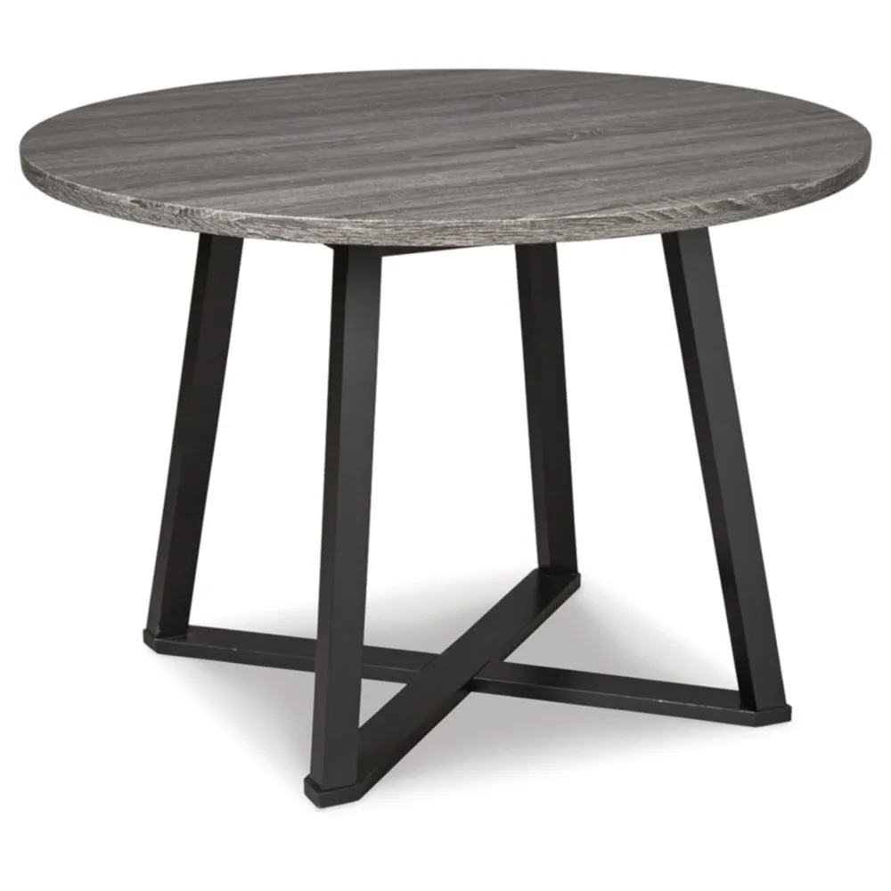 

Centiar Mid Century Round Dining Room Table with Metal Legs, Gray & Black