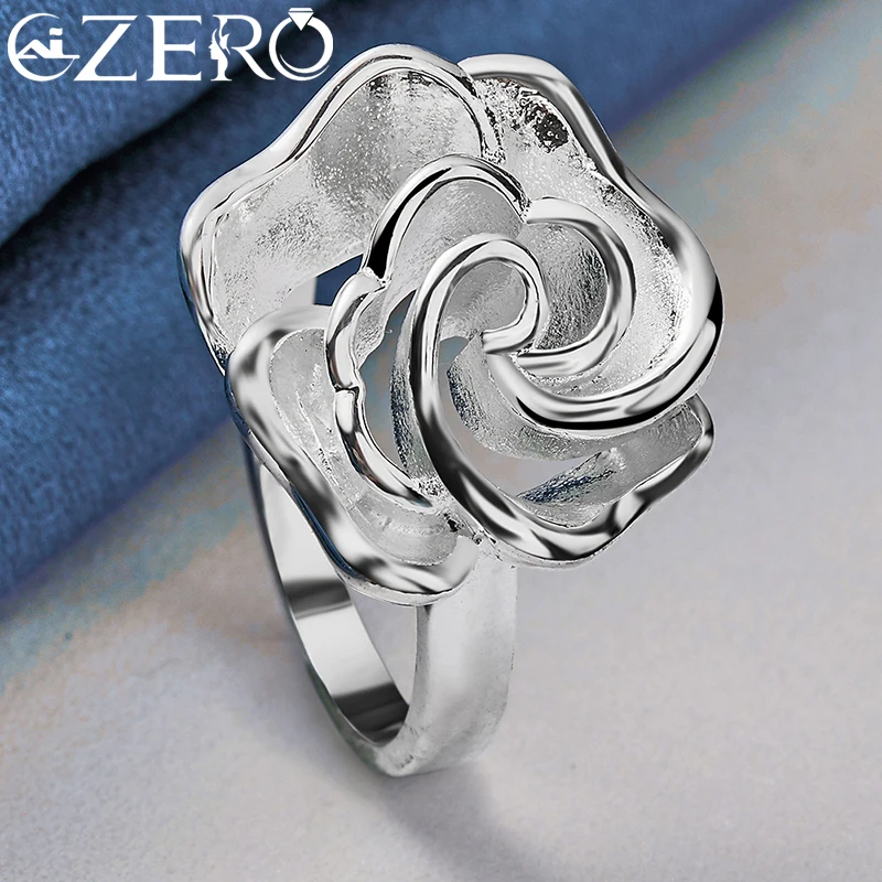 ALIZERO 925 Sterling Silver Rose Ring for Women Wedding Rings Engagement Band Fashion Party Charms Jewelry Valentine\'s Day Gift