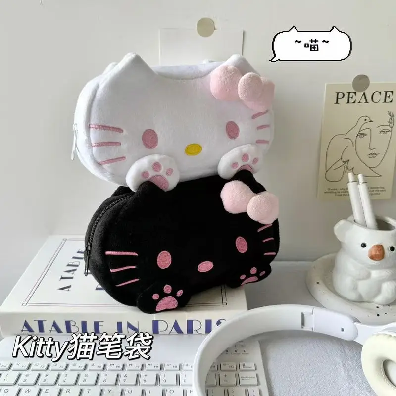 

Cute Large Capacity Plush Kitty Cat Pencil Case Student Stationery Storage Bag High Aesthetic Value Cartoon Toy Filled Animal
