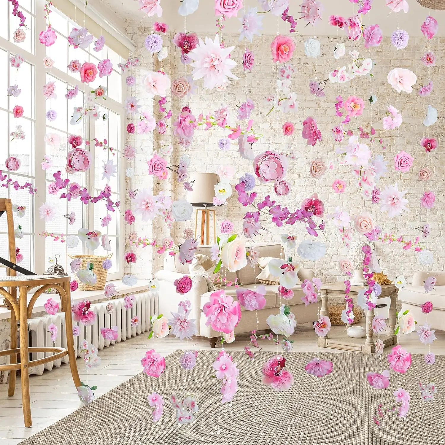 

Hanging Flower Garland 82.6ft Floral Vines Backdrop Wall for Wedding Party Events Spring Home Garden Decor(Single Piece is 6.8ft