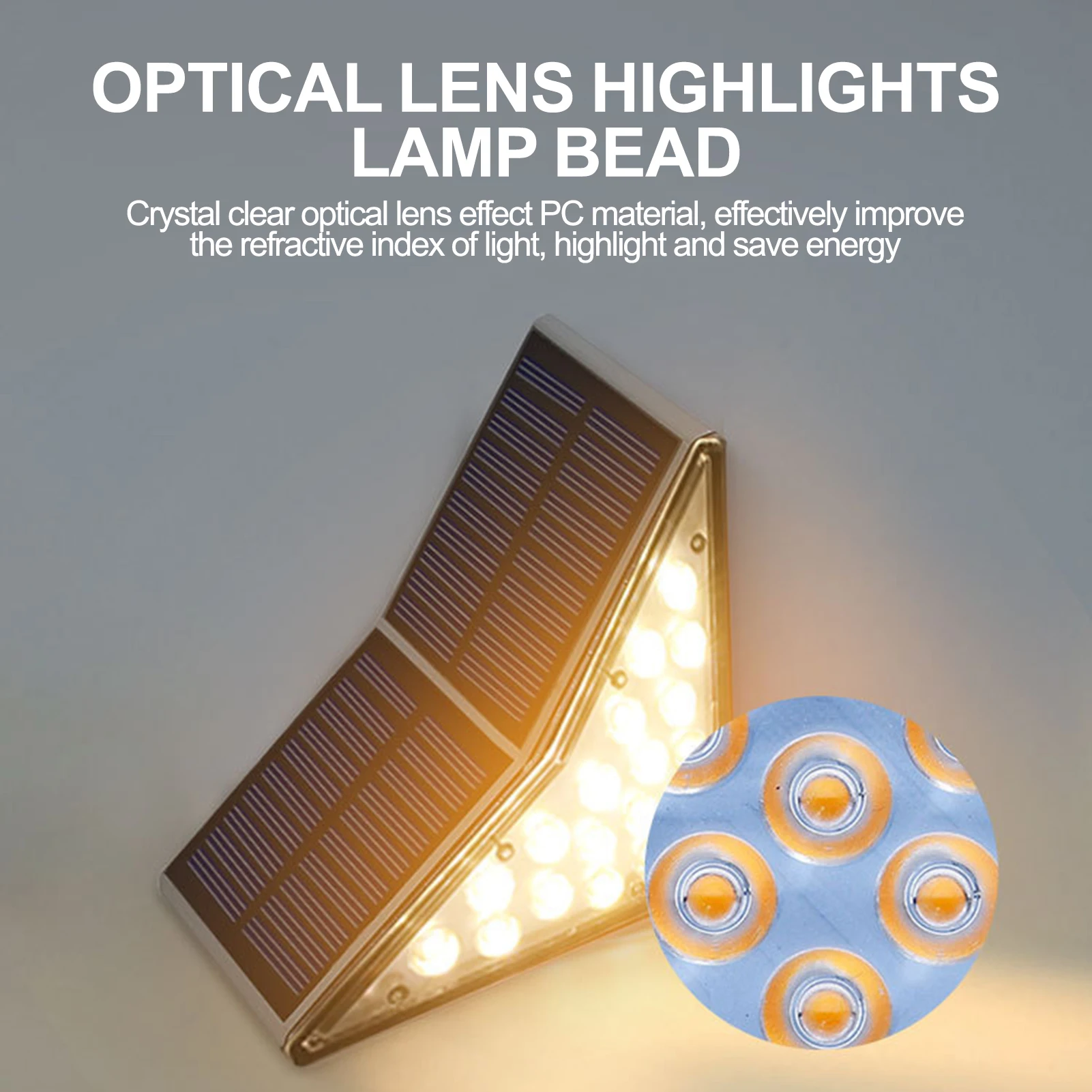 โคมไฟโซลาร์เซลล์ LED แสงสีขาวอบอุ่น สำหรับตกแต่งบันได สวน และลานบ้าน กันน้ำ 1/2 ชิ้น