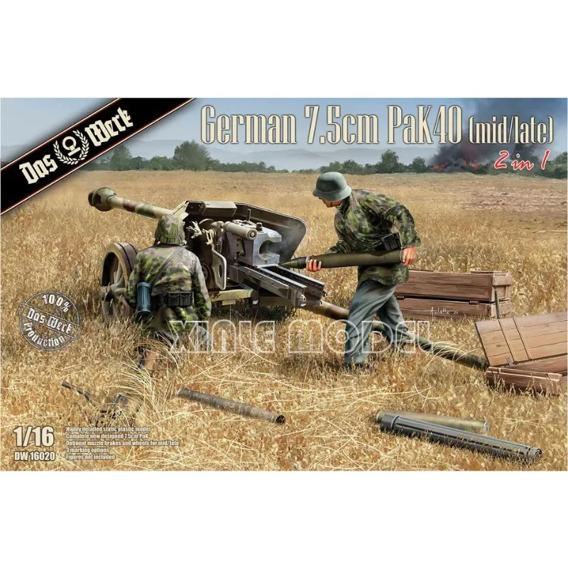 

Das Werk Plastic Assembled Model Kit DW16020 German 7.5cm Pak 40 (mid/late) 2in1/16