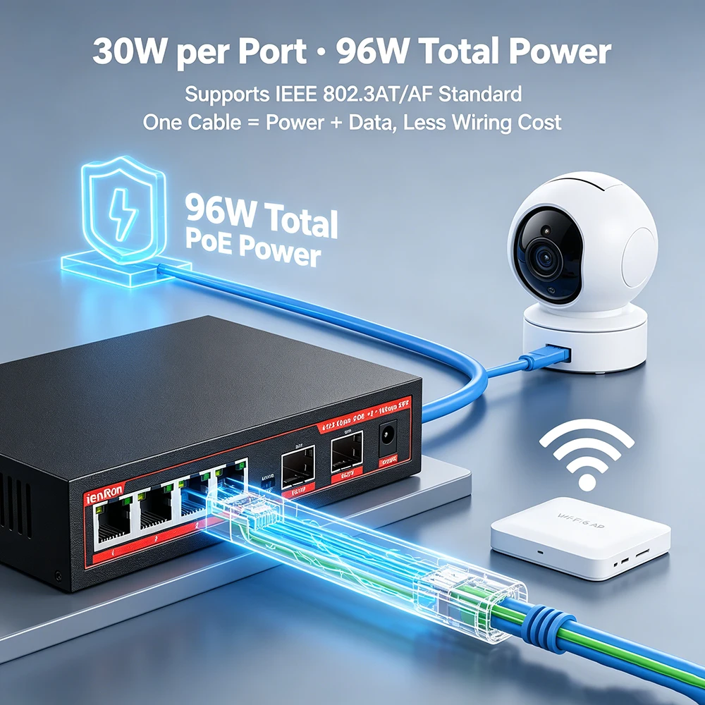 สวิตช์ POE แบบ 6 พอร์ต 96W 2.5 - Router With Sfp+ 10G Port บทวิจารณ์และราคา