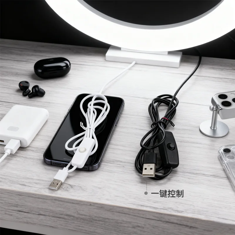 

2025 НОВЫЙ 1 шт. 2A Кабель управления переключателем 1 м/1,5 м, 5 В USB-2 ядра с кнопкой 501, источник питания ВКЛ-ВЫКЛ для светодиодных лент