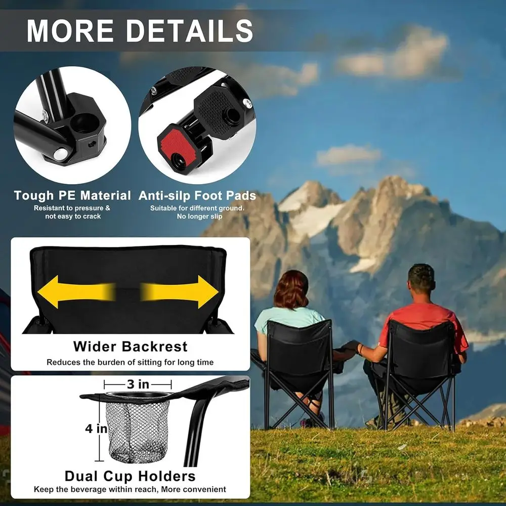 Resistente sedia da giardino da spiaggia per esterni con portabicchieri e borsa per il trasporto