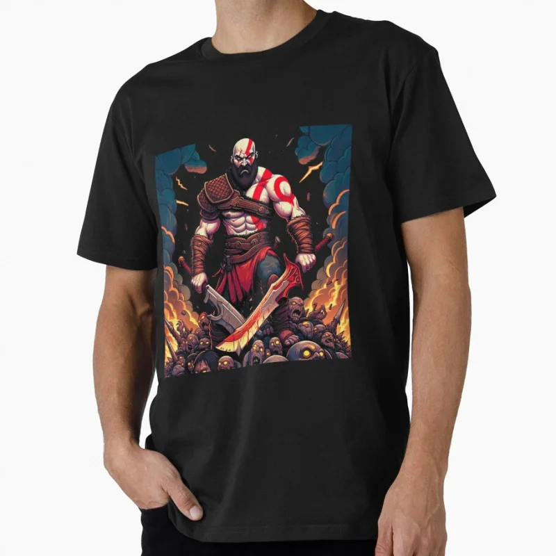 

Kratos with blades God of War Spartan Rage Graphic Tee 1211 Norse mythology Videogame Gift t shirt for man All size top S-6XL