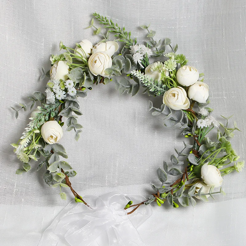 Fashion Women Lady Girls Wedding White Flower Wreath Tiara Headband Floral Garlands Hairband Hair Accessories Bride Hair Jewelry