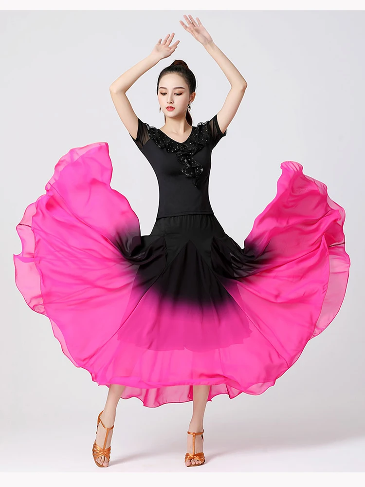 New Style Women Modern Dance Skirt Waltz Performance Spanish Dance Clothing Ballroom Flamenco Skirt Women Stage Dancing Wear