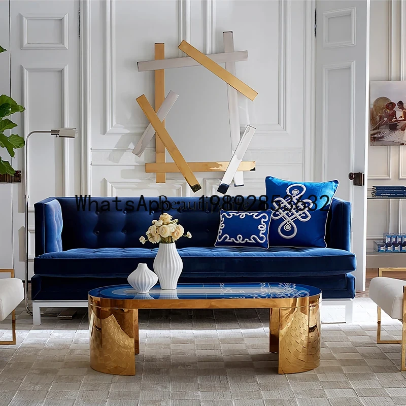 HH -American light luxury semi-circular coffee table