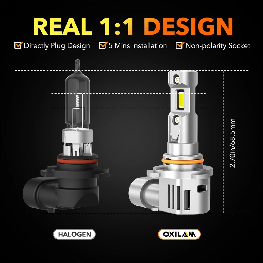2Pcs HB4 9006 LED Canbus No Error HB3 LED 9005 Headlight Bulb High Beam 60W Super Bright H11 H8 12V 9012 Turbo 16000LM 6500K 1:1
