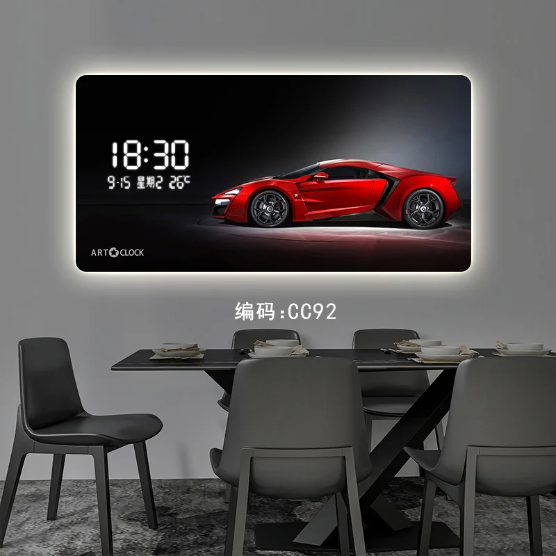 For Temperature Date Wall Clock Design Nordic Light Office Clock Wall Digital Art Luxury House Reloj De Pared Living Decoration