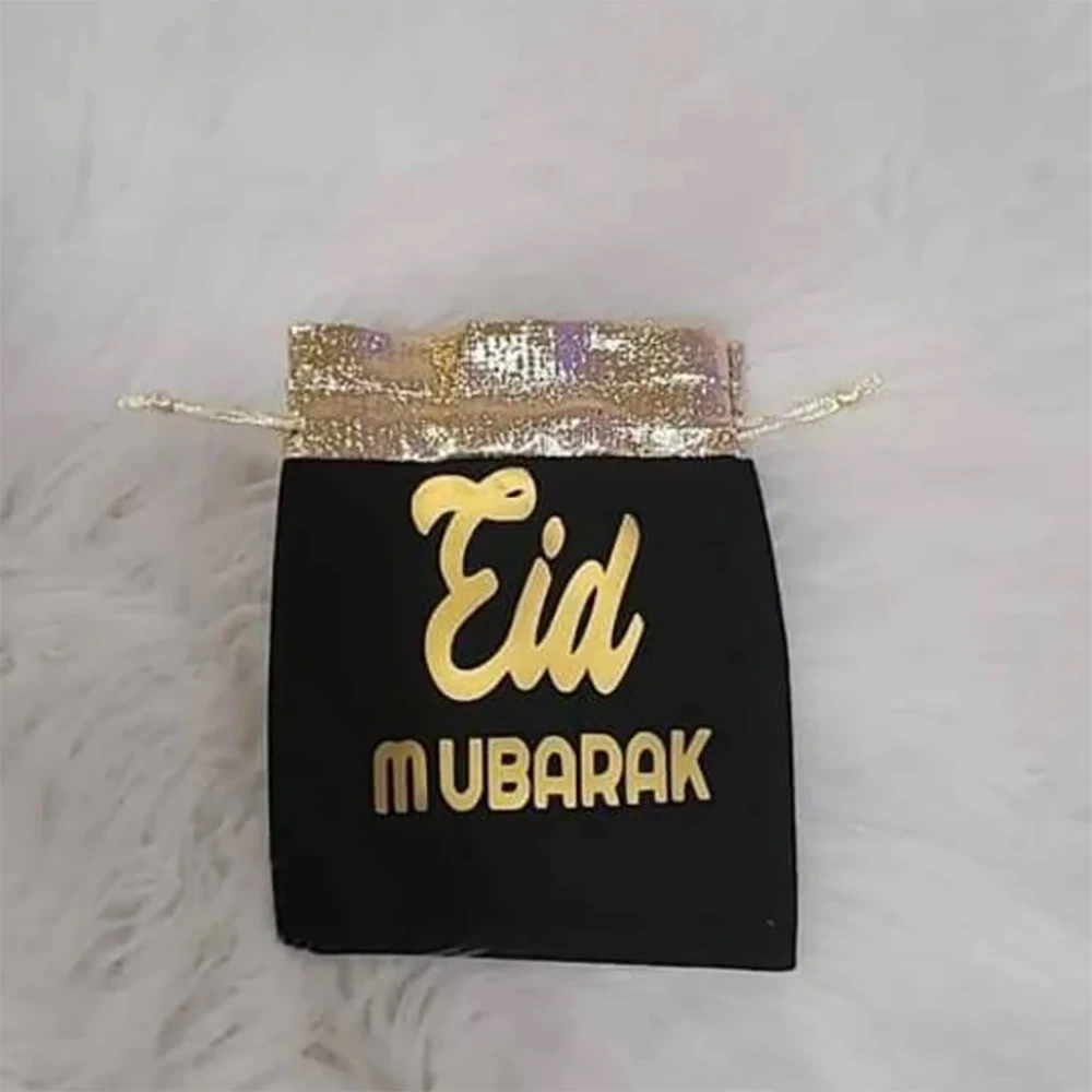 5pcs Eid Mubarak velvet gift bags Muslim Islamic Ramadan Kareem decoration family children kid boy girl present money eidi pouch