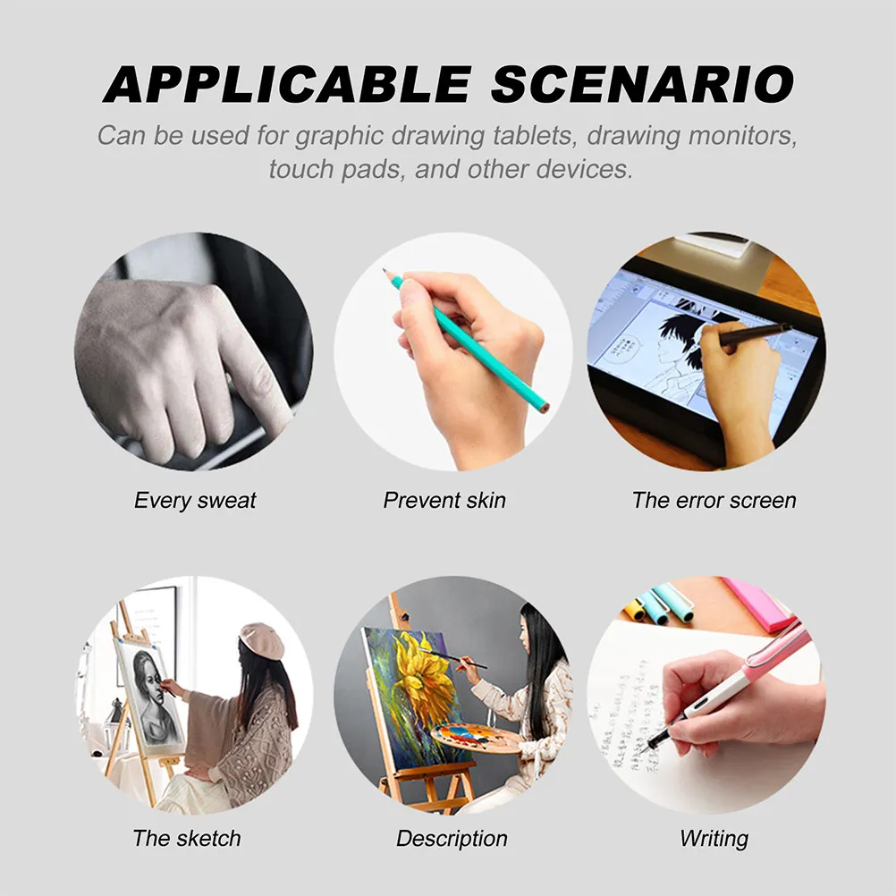 3Pcs Elastic Two-Finger Sketch Gloves Premium Material Anti-Smudge Drawing Gloves for Graphics Tablet Pen Display Tracing Pad