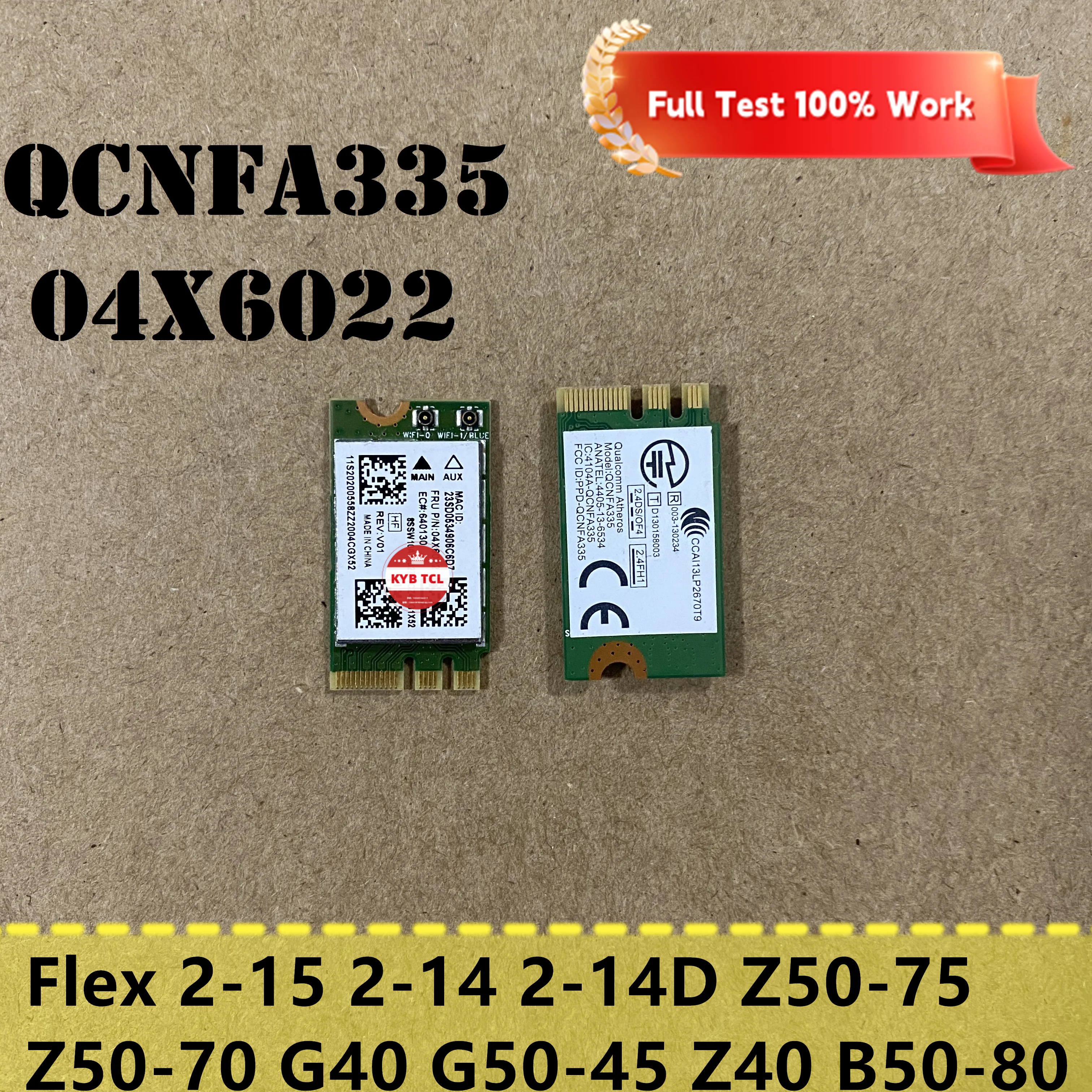 Genuine Laptop WiFi Wireless Card QCNFA335 04X6022 For Lenovo IdeaPad Flex 2-15 2-14 2-14D Z50-75 Z50-70 G40 G50-45 Z40 B50-80