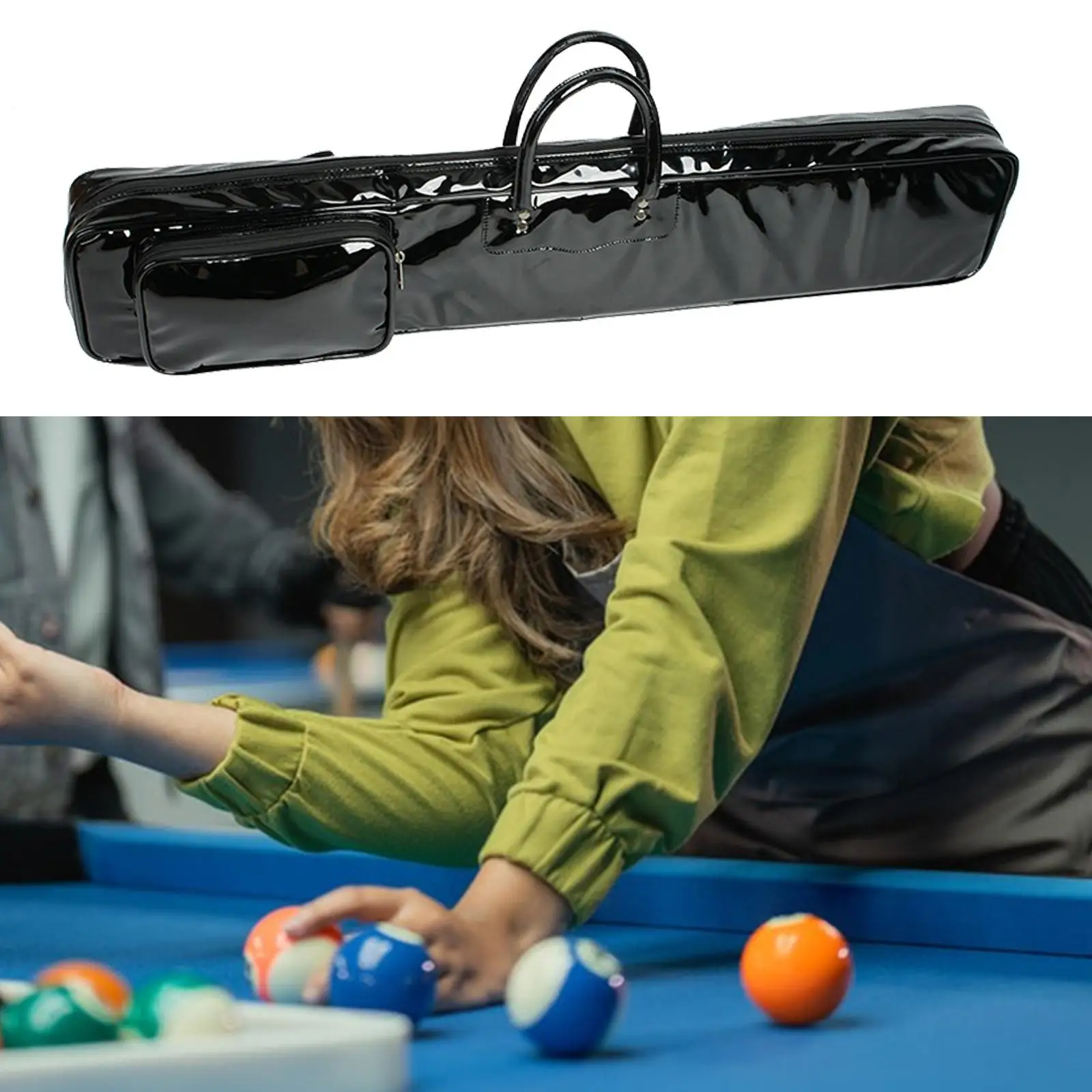 Large Capacity Billiards Sticks Bag Pool Cue Carrying Case PU Leather Organizer Travel Snooker Shoulder Bag Protector Waterproof