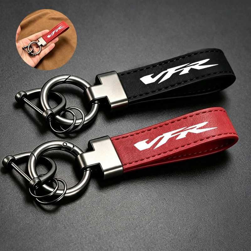 For Honda VFR VFR750 VFR800 VFR800F VFR800X 750 1200F Logo High-Grade Alloy Keyring Motorcycle Suede Leather Keychain