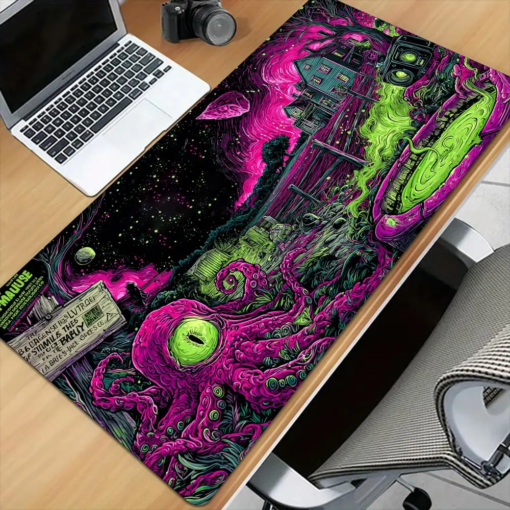 One-eyed octopus monster Mouse Pad Desk Mat with Stitched Edge XXL Mousepads Rubber Anti-slip Gamer Keyboard Rug Gaming Mats view 2