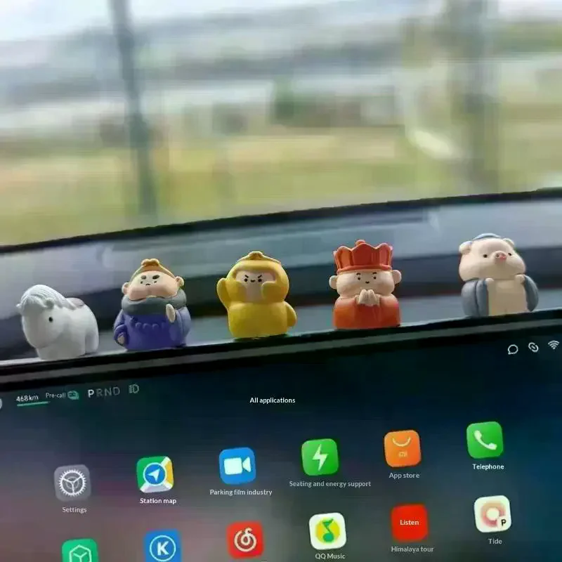 6pcs Car Mounted Ornament Office Desk Cartoon Cute Workstation Journey To The West Wukong Master Disciple Small Ornament