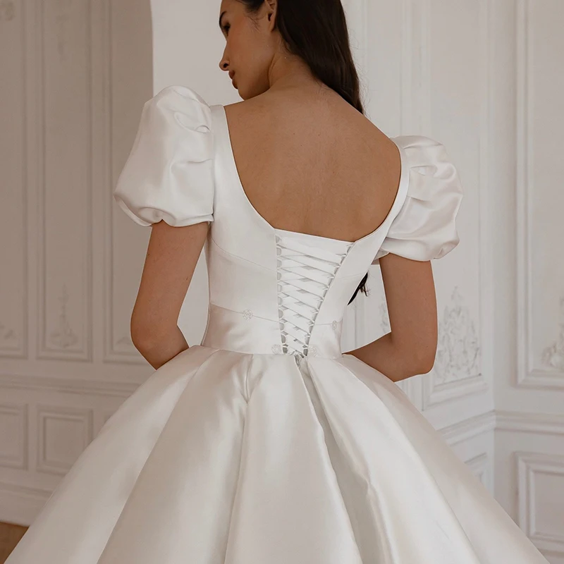 Eightree-vestidos de novia de princesa, corte en A, escote en forma de corazón, corsé de manga corta, vestido de novia blanco, vestidos de fiesta de boda personalizados