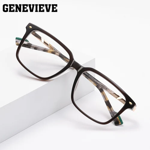 Imagen 2 del producto GENEVIEVE, gafas de protección contra luz azul para hombre con diseño cuadrado geométrico clásico Simple, fotocromático, prescripción personalizable LS223