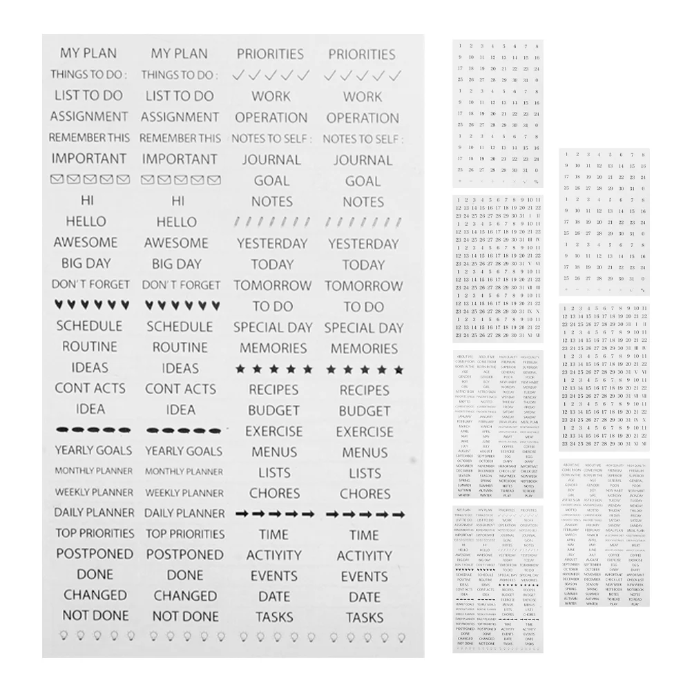 Diary Planner Stickers Scrapbooking Calendar for Notebook Black PVC Girl Stylish Design Compact Waterproof Oilproof Strong