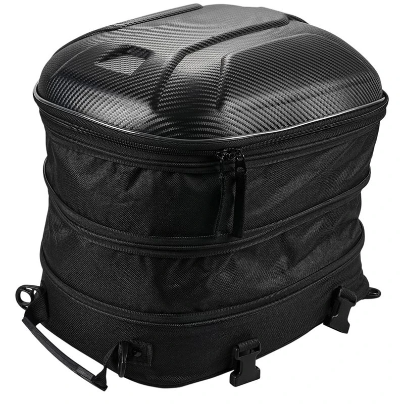 EVA Hard-Shell Motorcycle Tail Bag - Expandable, Waterproof Rear Storage Bag, Fits Most Motorcycles