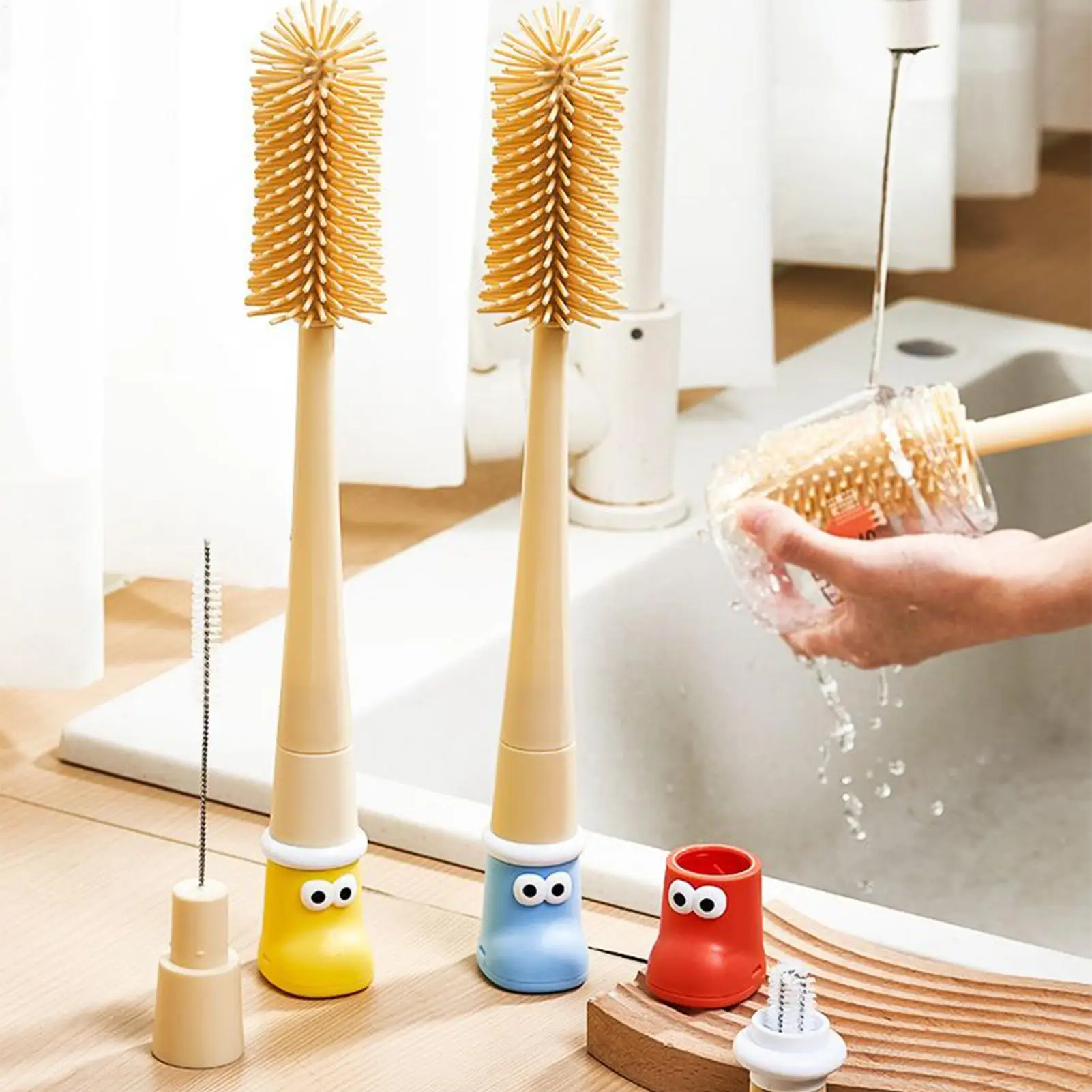 Water Bottle Brush 5-In-1 Multifunctional Cups Washing Scrubber Tools Long Handle Bottle Brush Cleaner For Cups For Juicers Lids