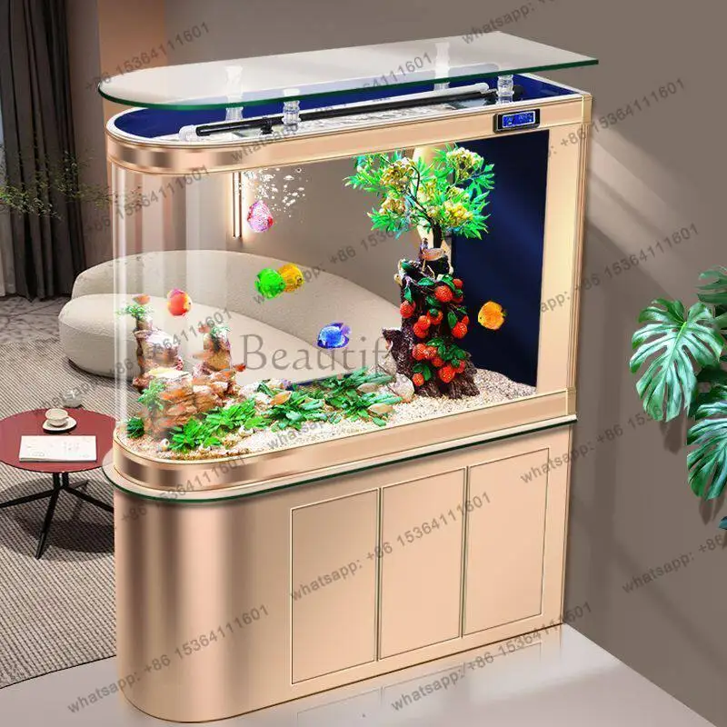 

9Household goldfish tank, living room glass ecological no-change aquarium box bottom filter, large screen partition