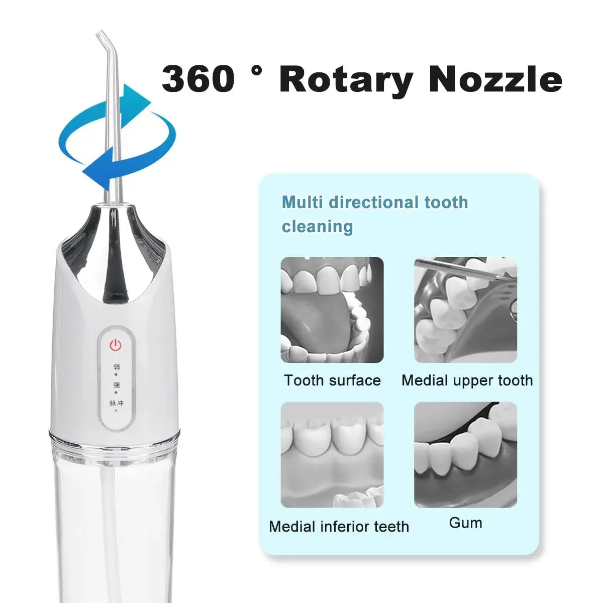 مرواء فموي قابل لإعادة الشحن بمنفذ USB ، خيط مائي محمول نفاث للأسنان ، منظف أسنان ، خزان مياه كبير مع 4 فوهات ،