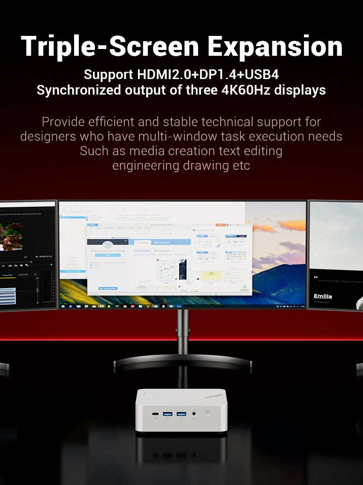 FIREBAT F1 MINI ПК AMD Ryzen 5 7640HS DDR5 16 ГБ ОЗУ 512 ГБ SSD WIFI6 BT5.2 Портативный настольный компьютер MINI-ПК Windows 11 Настольный компьютер