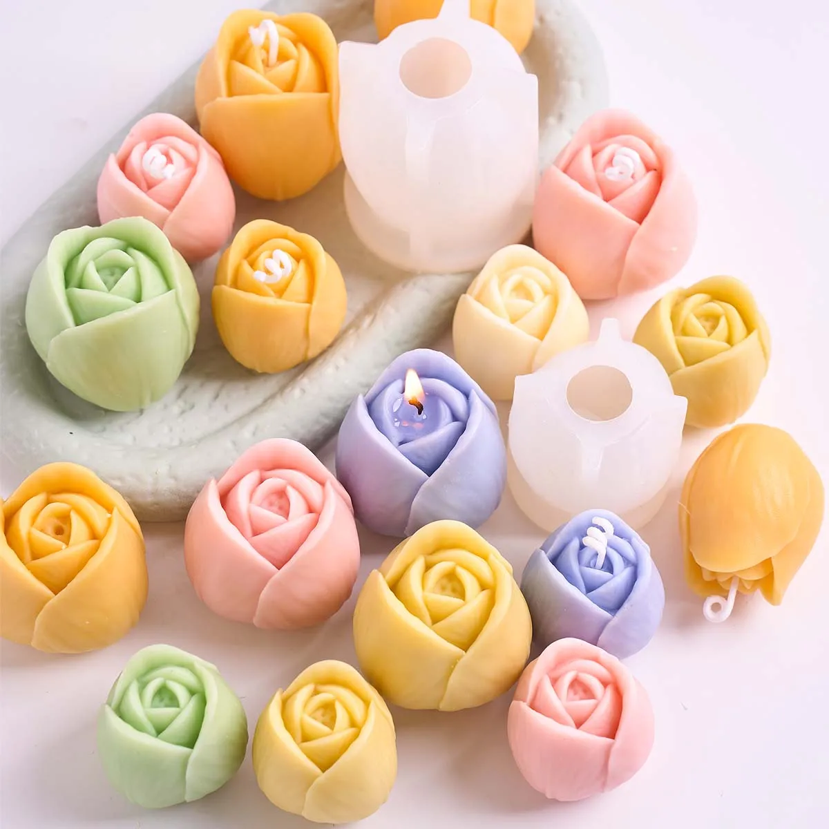 

3D силиконовая форма для тюльпанов, сделай сам, форма цветка, формы для свечей, ароматное мыло, пластырь, смола, принадлежности для рукоделия, домашний декор, художественные подарки